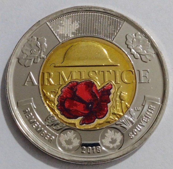 Producto - Canadá 2 dólares 2018 "Armisticio" Primera Guerra Mundial 1918-2018. COLOR