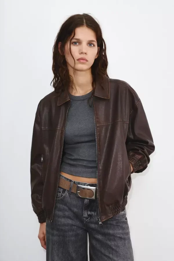 Producto - Campera efecto piel Pull and bear - 1