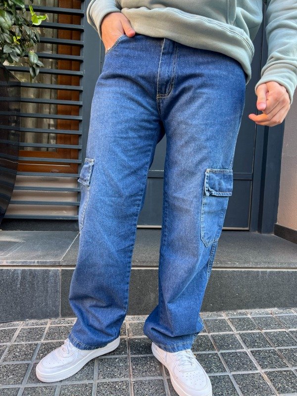 Producto - Jean cargo azul