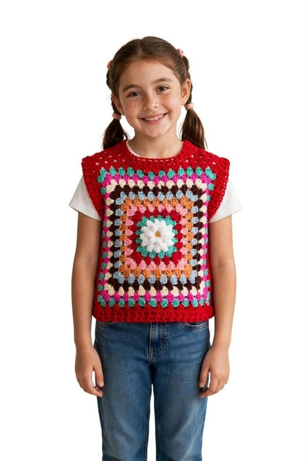 Producto - Chaleco artesanal Cherry - linea infancias - - 0