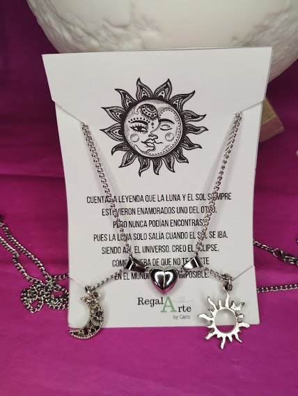 Producto - Collares de A.Q Sol y Luna con Dije Corazón Magnético