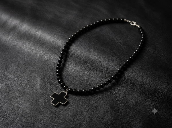 Producto - Collar de perlas con cruz esmaltada - 1