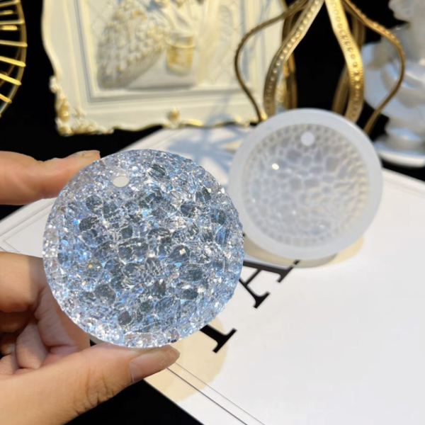 Producto - Molde De Silicona Circulo Texturada Colgante Llavero