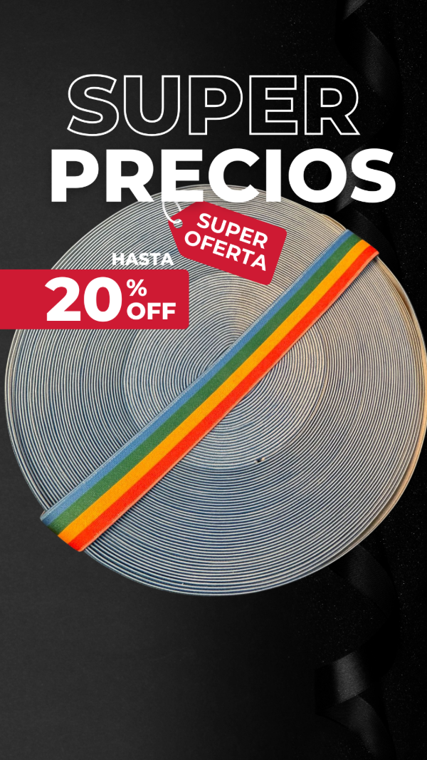 Producto - Elástico 25mm Rayado 4 colores fuertes