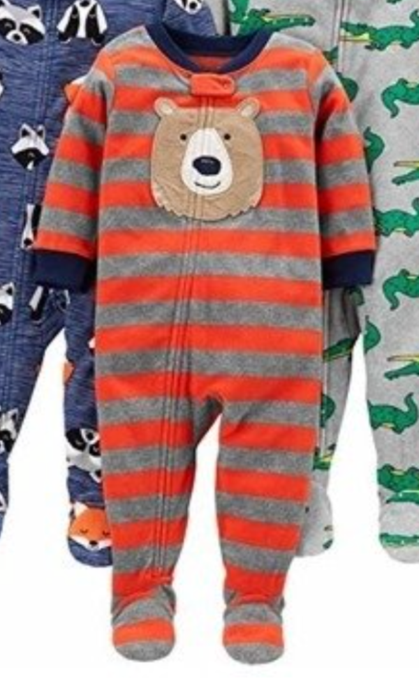 Producto - Enterito Micropolar Niño Rayado Naranja Oso CON PIES