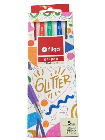 Producto - BOLIGRAFO GEL 1MM GLITTER X5 FILGO