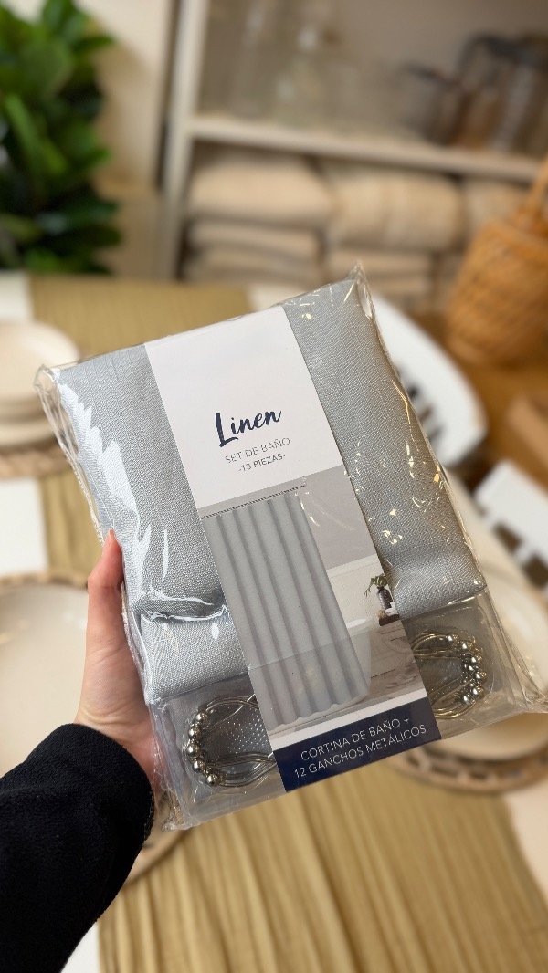Producto - Cortina Baño Lino Gris