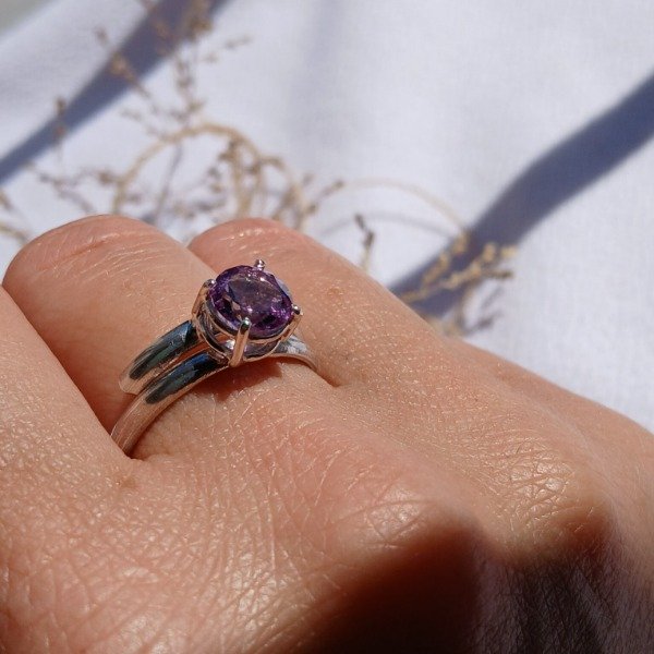 Producto - Anillo Plata 925 con Amatista Ajustable - 6