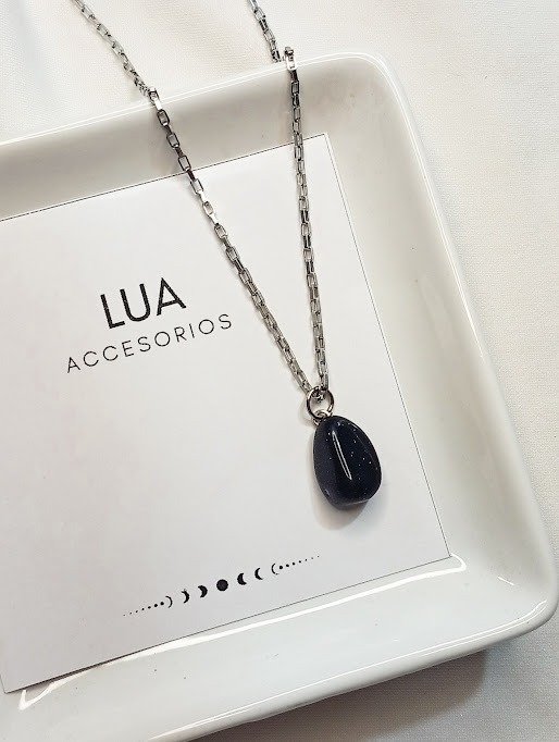 Producto - Collar piedra aventurina azul - Acero quirúrgico