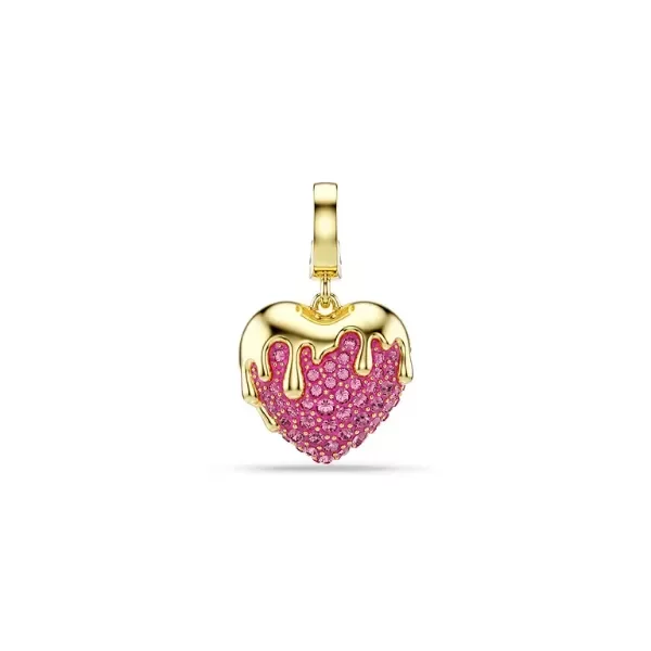 Producto - Charm Idyllia, Talla redonda, Corazón, Rosa, Baño tono oro