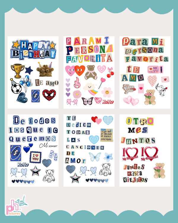 Producto - plancha de stickers para cartas o cajas de cumpleaños/aniversarios - 5