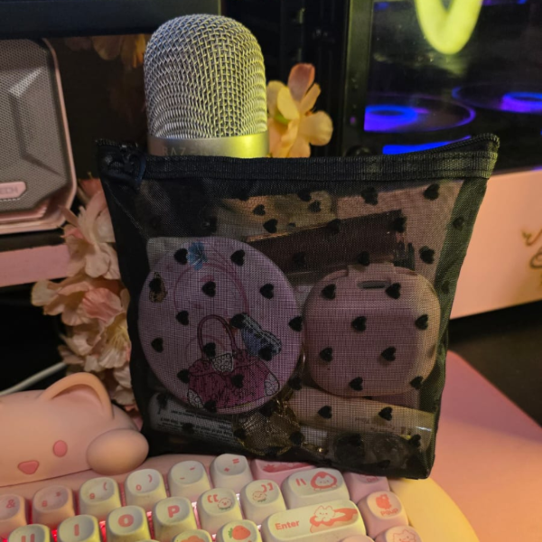 Producto - Mini Neceser de Malla Estampado de Corazon - 1