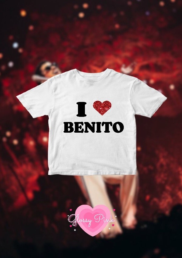 Producto - Baby Tee I Love Benito - VINILO TEXTIL GLITTER