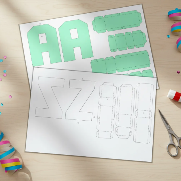 Producto - Kit Imprimible Molde Mini Letras 3D Editables + Papeles