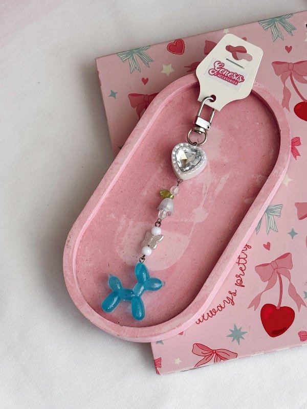 Producto - Llavero Charm Perrito Globo celeste