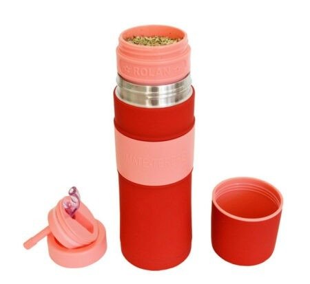 Producto - TERMO MATE LISTO AUTOCEBANTE 500ML ACERO INOX CUBIERTA SILICONA ROJO