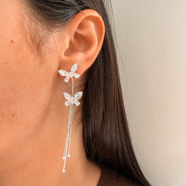Producto - Aro pasante de maripositas doble plateado