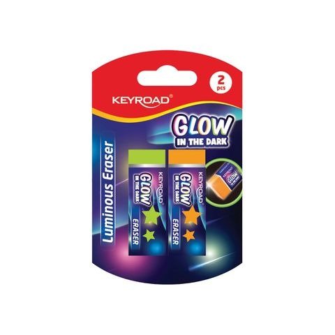 Producto - GOMA DE BORRAR LAPIZ BRILLA EN LA OSCURIDAD BLISTER X2 UNIDADES KEYROAD