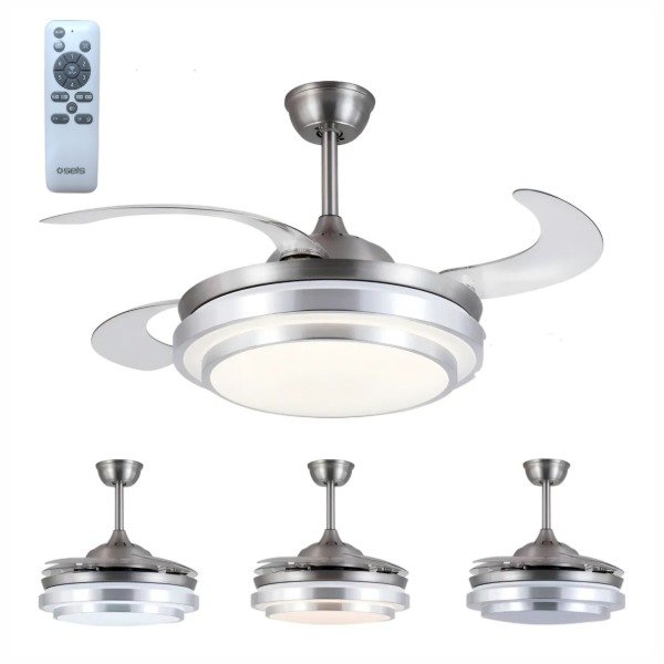 Producto - VENTILADOR DE TECHO RETRACTIL CONTROL REMOTO LUZ LED FRIA Y CALIDA