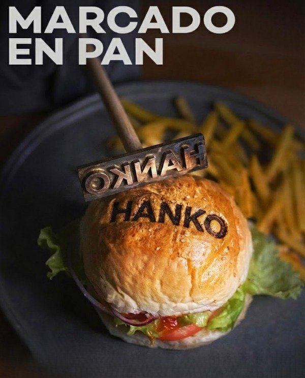 Producto - Sello de Bronce Personalizado 5x5cm - Pan Cuero Madera