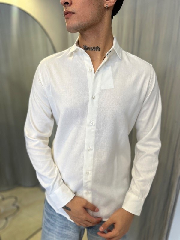 Producto - Camisa Lino Importada Blanca