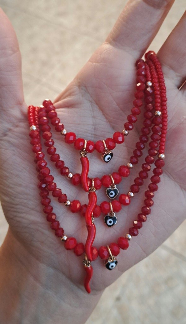 Producto - Collar con Cristales Rojos Lucky