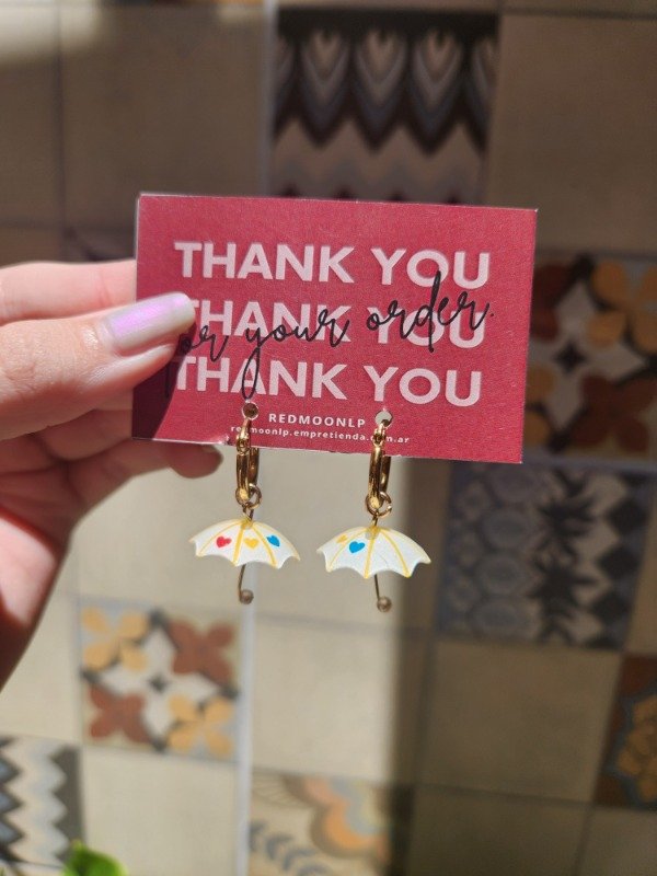 Producto - Argollitas Heart Umbrella ACERO QUIRÚRGICO