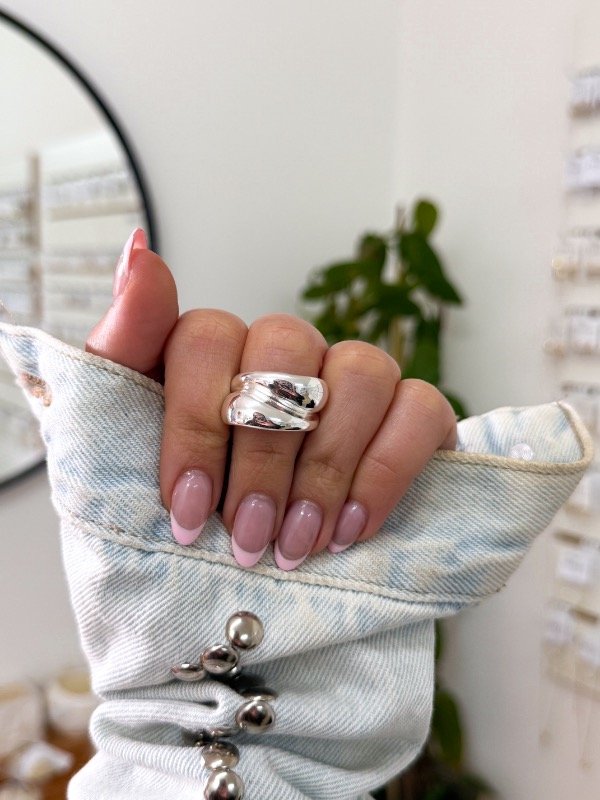 Producto - Anillo acero blanco doble gota