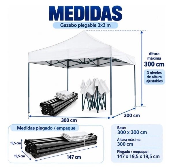 Producto - Gazebo aluminio metal reforzado 3mtx3mt BZGA-0001 - 1