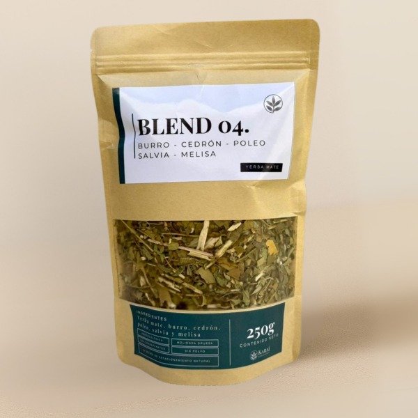 Producto - Blend 04. Yerba Mate con Burro, Cedrón, Poleo, Salvia y Melisa 250 g