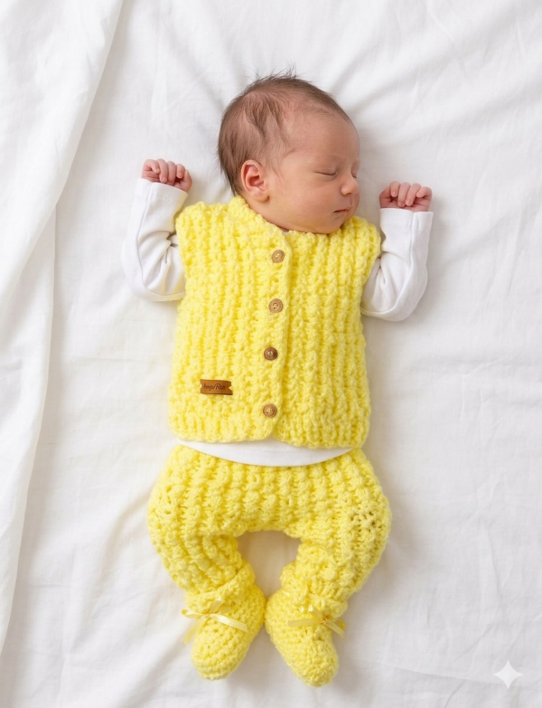 Producto - Conjunto trio amarillo para bebe recién nacido
