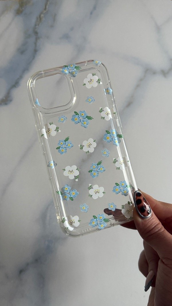 Producto - Funda flores celestes Iph 15 pro max