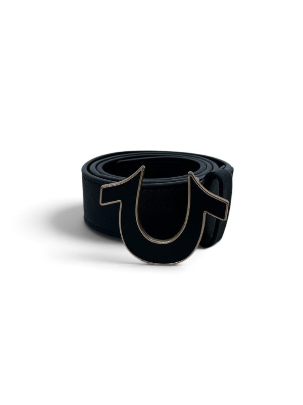 Producto - True Religion Black Gold Enamel Horseshoe Buckle Belt - 0