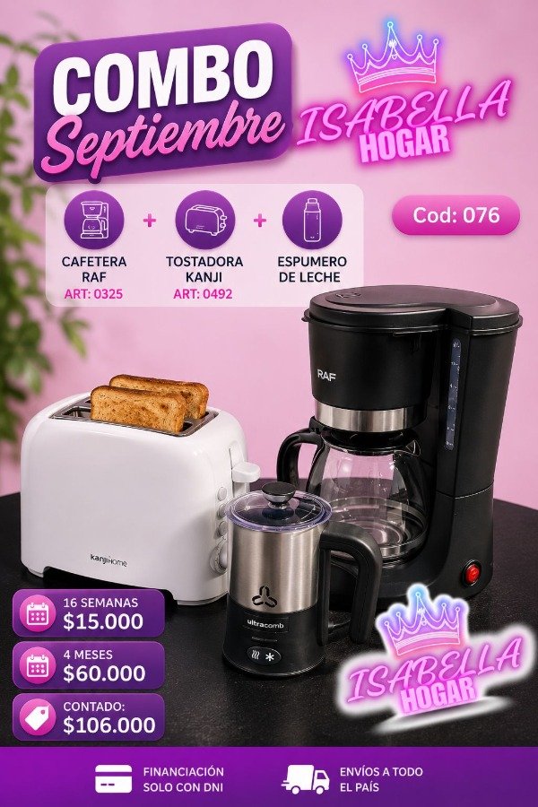 Producto - cafetera raf + tostadora + espumero de leche