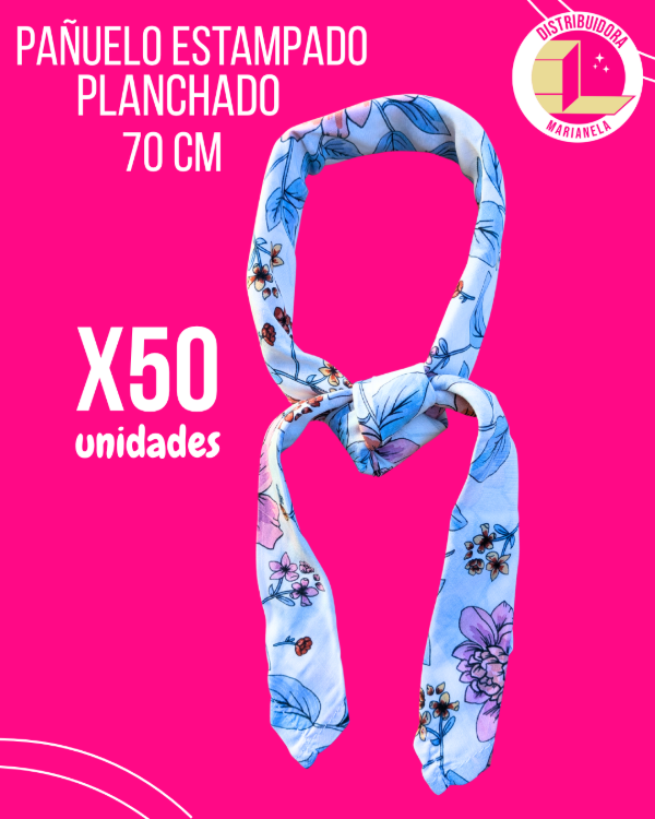 Producto - Pañuelo Estampado planchado 70 cm - Pack x50 unidades