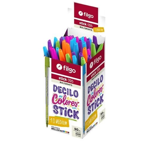 Producto - BOLIGRAFO 1MM STICK 026 MEDIUM COLORS CAJA X 50 FILGO