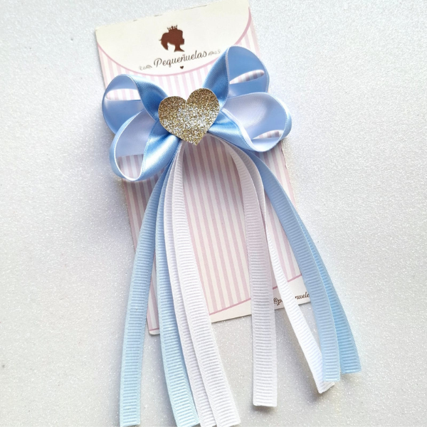 Producto - Moño Uma Celeste y Blanco