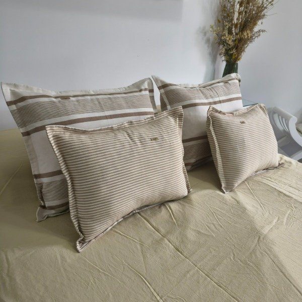 Producto - Combo x4 Almohadones - 50x60 + 40x50 - Crudo con Tonos Beige - Tela Tusor - 0
