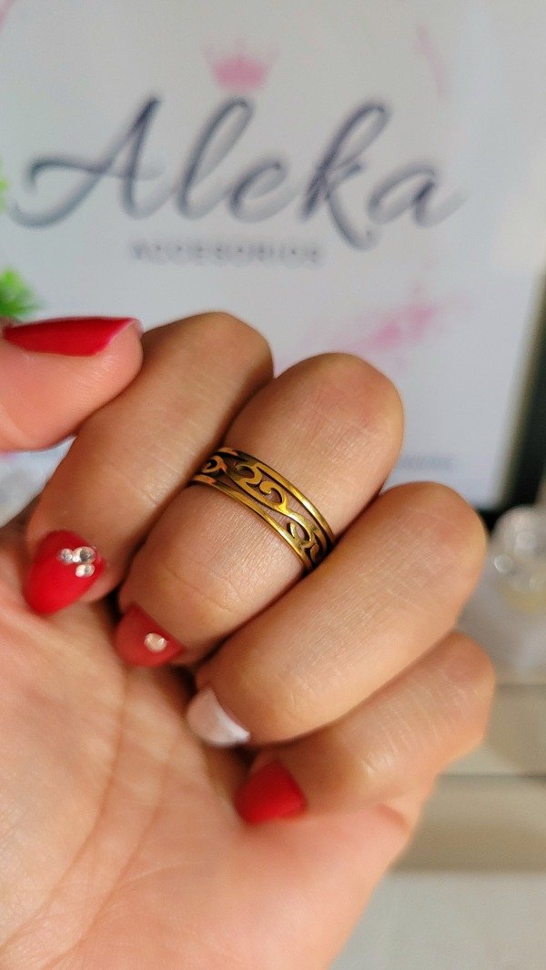 Producto - Anillo guardas(talle18) de acero dorado - 0