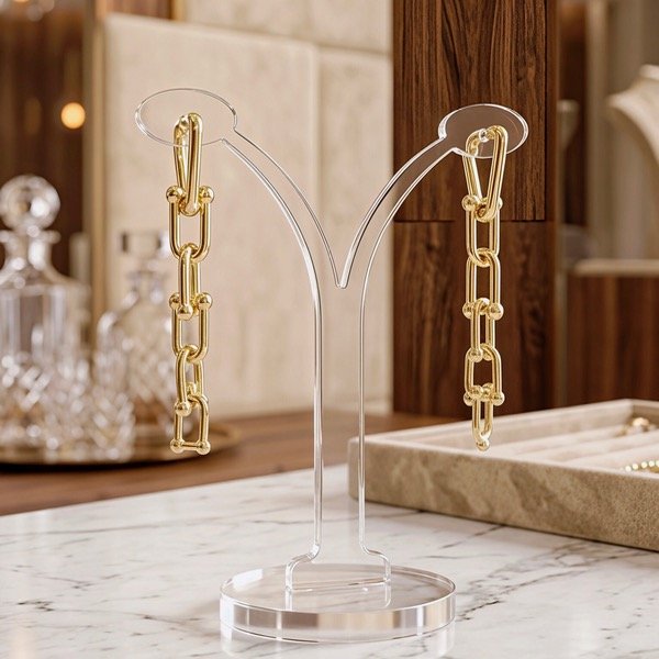 Producto - Aros colgantes Plata 925 Dorado/eslabones
