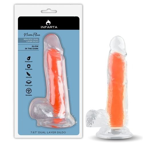 Producto - Dildo Neonflux Orange - Brilla En La Oscuridad 17,5X4CM
