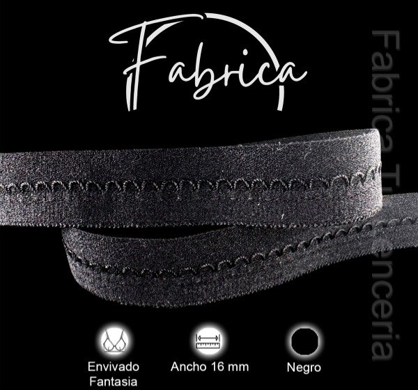 Producto - Envivado o Elástico Partido Fantasía Negro 16mm (1 metro)