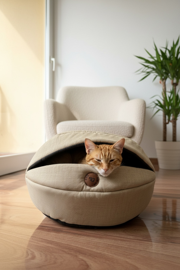 Producto - CASITA PARA GATO CON FORMA DE PELOTA 40cm