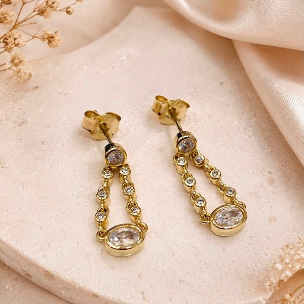 Producto - Aros pasantes colgantes Susanitos Plata 925 Dorado