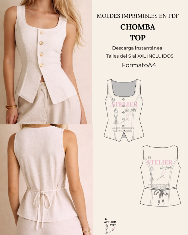 Producto - Chaleco escote cuadrado con botones