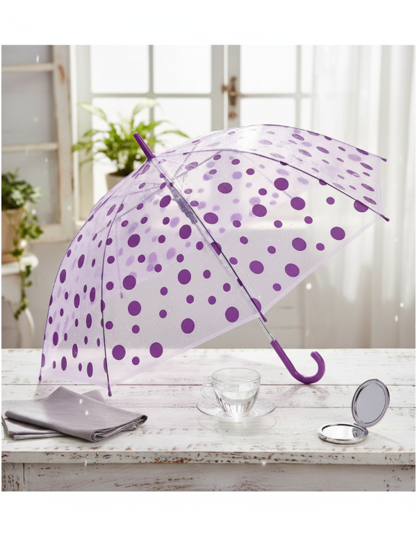 Producto - Paragua Transparente "Lunares Lila"