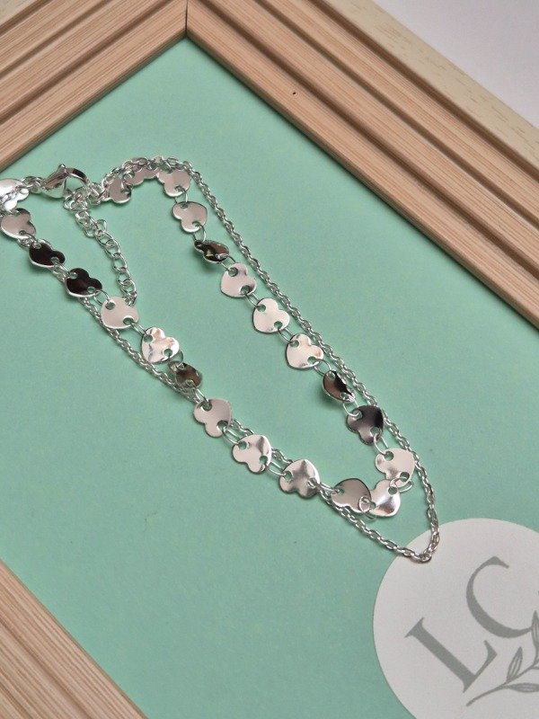 Producto - Tobillera doble corazones y cadena