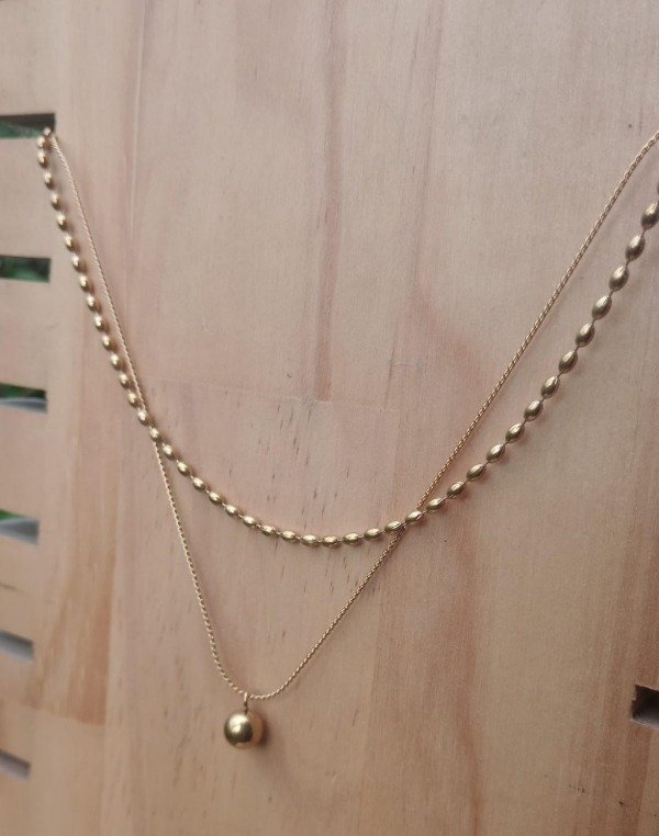 Producto - Collar Doble Dorado con Bolita - 0