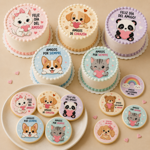 Producto - LAMINA COMESTIBLE AMIGOS TORTAS INDIVIDALES 38