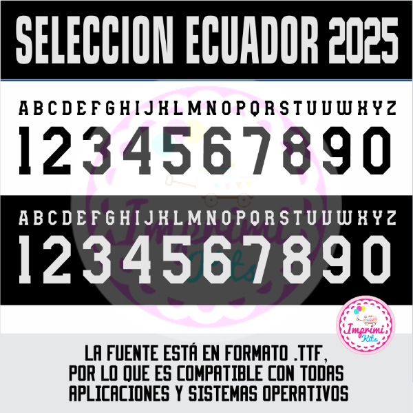 Producto - Tipografia Ecuador 2025 Camisetas Ttf Dorsal Números